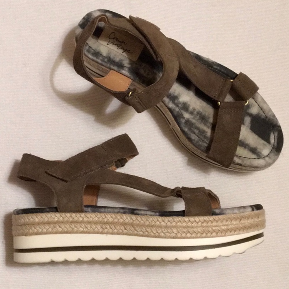 Crown Vintage Brown Suede Platform Sandals